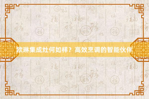 欧琳集成灶何如样？高效烹调的智能伙伴